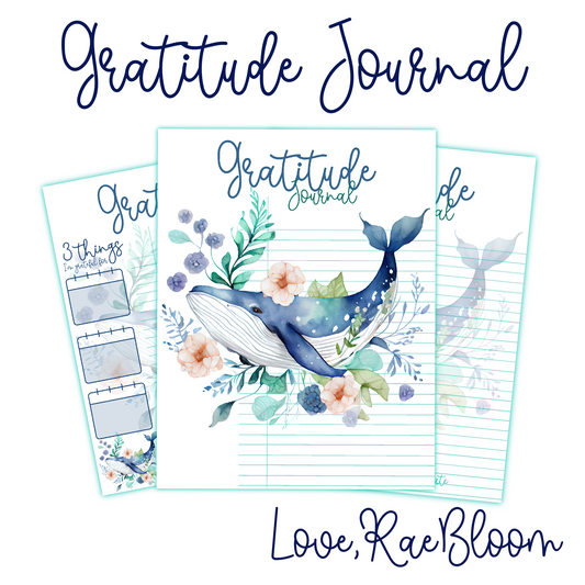 Gratitude Journal - Whale themed digital download
