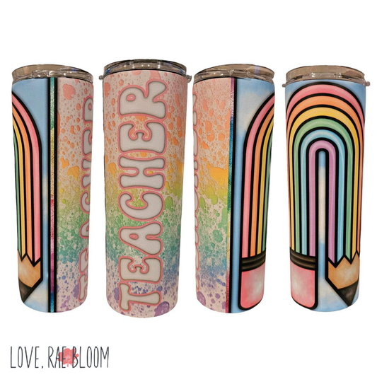 Over-the-Pencil Pastel Teacher Tumbler