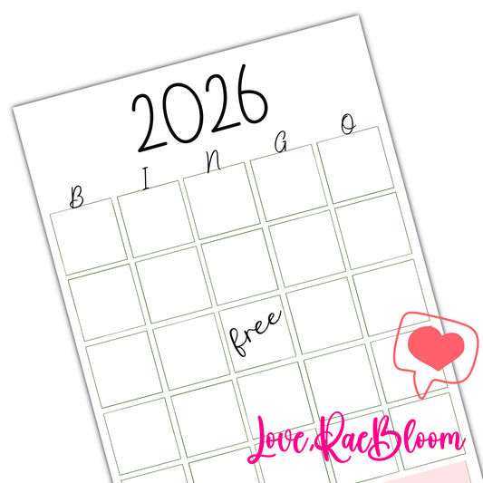 2026 Bingo Card Digital Download